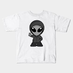 Space Alien Peace Dark Version Kids T-Shirt